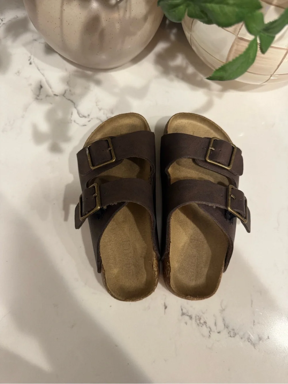 The Children's Place Brown Double Buckle Slide Sandals